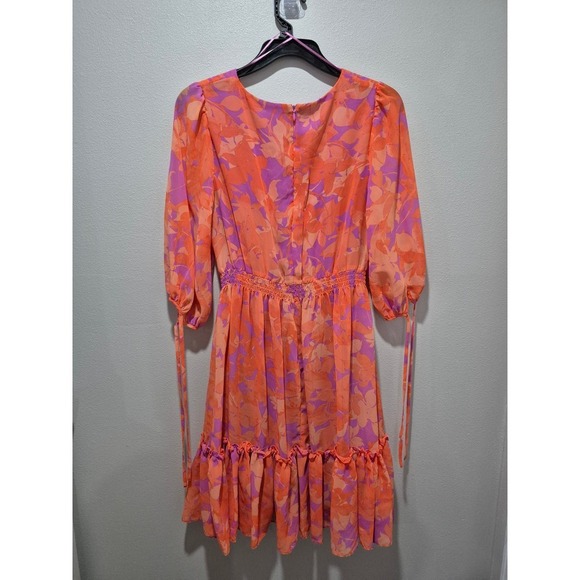 Taylor Bohemian Floral Print V Neck Button Front Tiered Ruffle Mini Dress - Picture 5 of 7